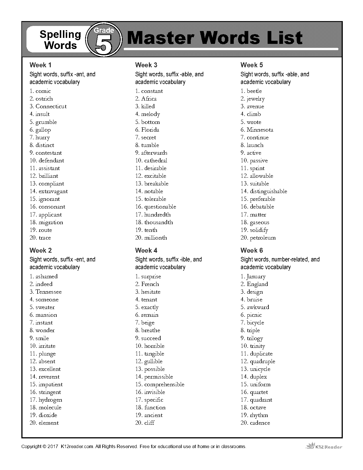 printable spelling test worksheet